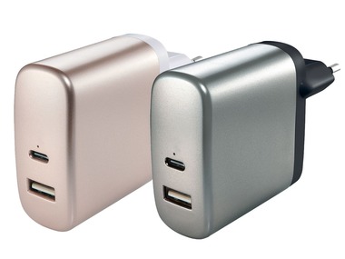 SILVERCREST® Nabíječka s konektory USB-A a USB-C